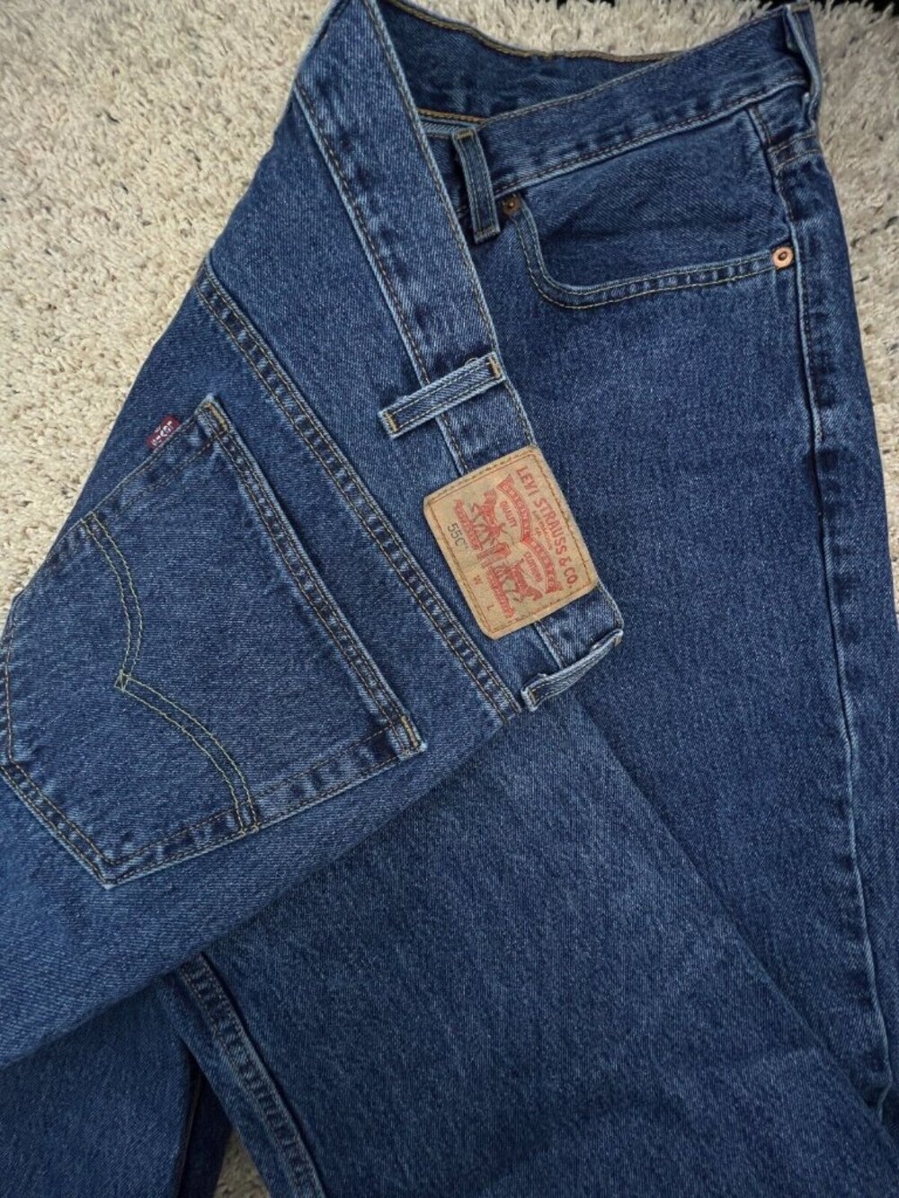 Levi’s 550 Jeans Mens Blue Denim Straight Cotton Red Tab 46x30 (47x30) Adult